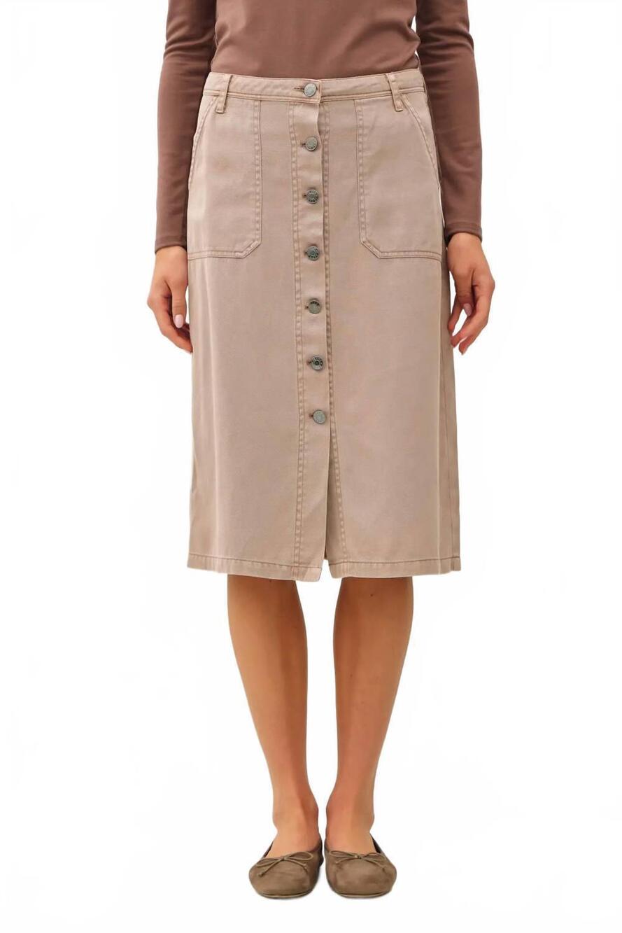 NEW BE COOL tencel blend button up knee length skirt in mauve